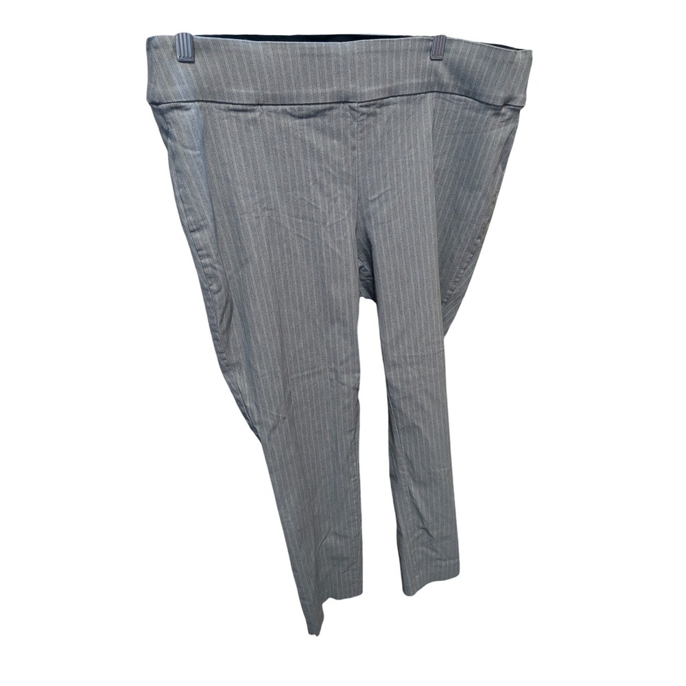 Ophelia Roe Womens 1X Grey Pinstripe Pull On Dress Pants Tapered Leg Trousers